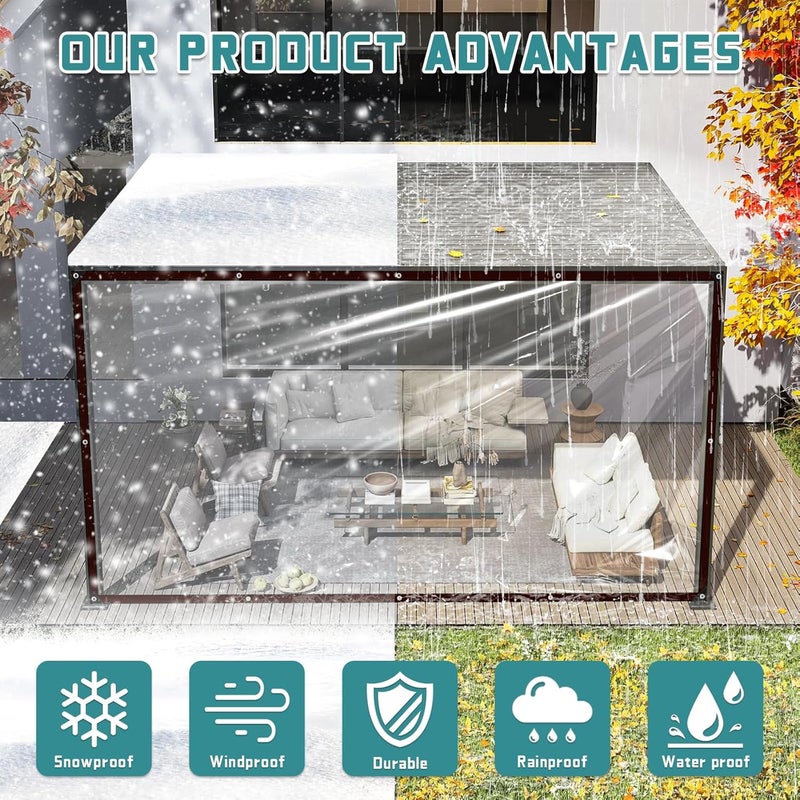 Vteyeya Clear Tarp Waterproof, 4X8 Tarps Heavy Duty with Grommets Outdoors Vinyl Plastic Tarpaulin for Patio Transparent Lonas Greenhouse Chicken Coop Covers for Winter - Image 3